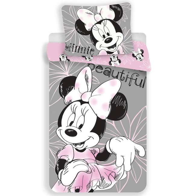 Disney Minnie Mouse Beautiful - Duvet cover - Single - 140 x 200 cm - Grey, Pink