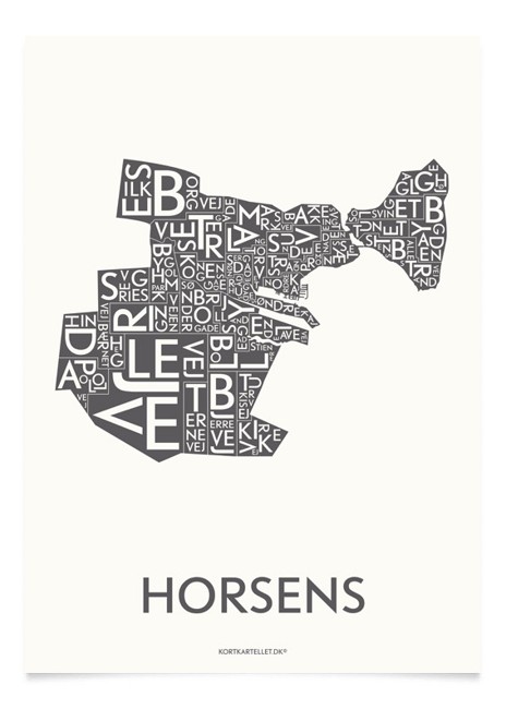 Kortkartellet - Horsens Plakat 50 x 70 cm - Koksgrå