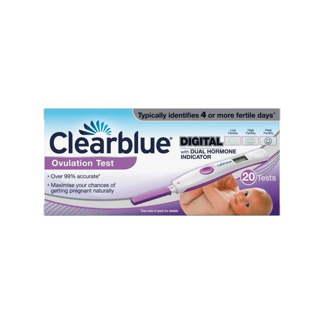 Clearblue Dual Hormone Indicator Digital Ovulation Test Stick, 20 Sticks