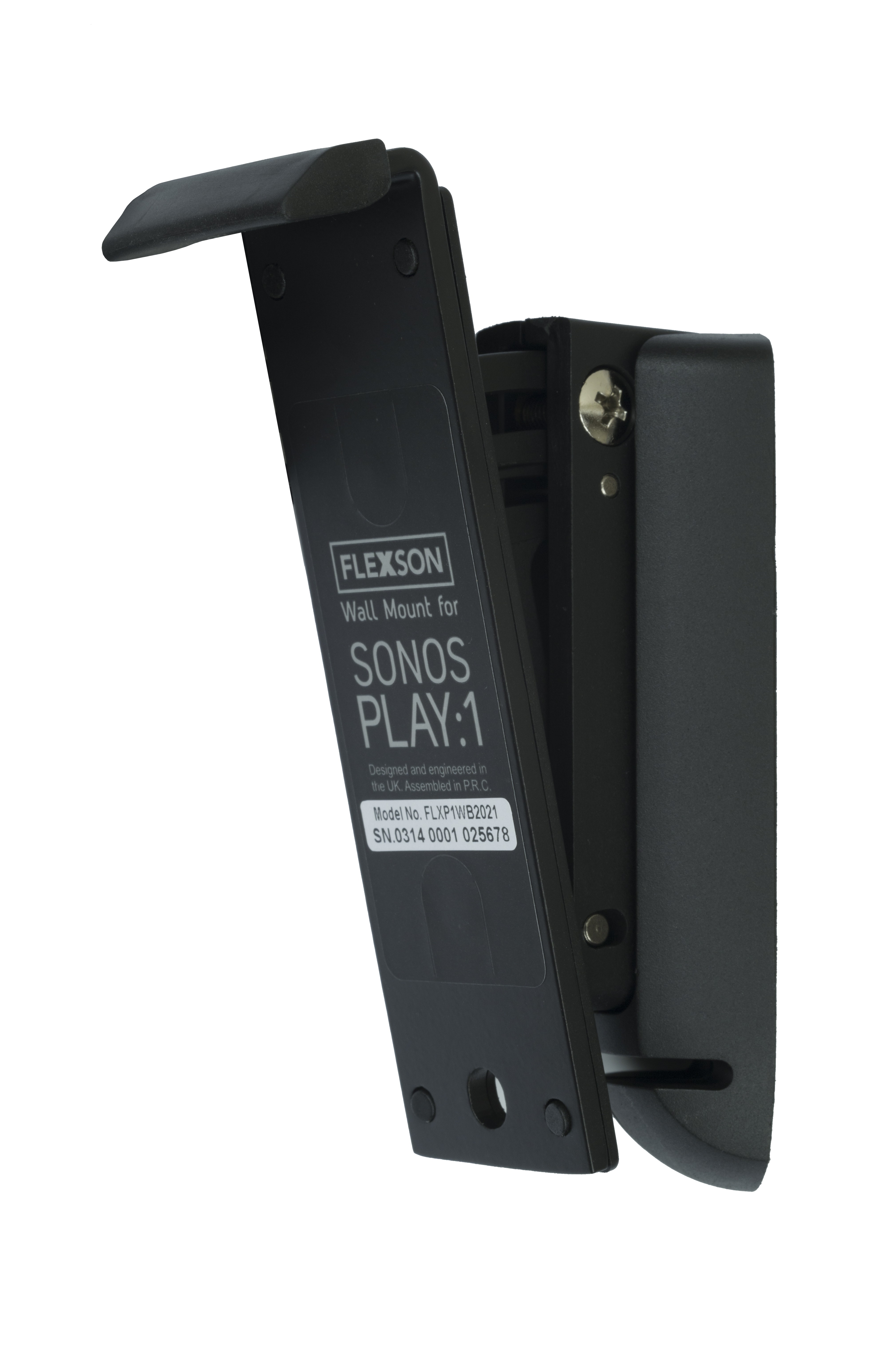 Black Flexson Wall Mount for Sonos PLAY:1 with Mounting Hardware Pair