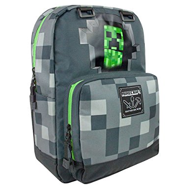 ​Minecraft 18" Creepy Creeper Backpack - Dark Grey