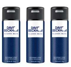 David Beckham - 3x Classic Blue Deodorant Spray 150 ml