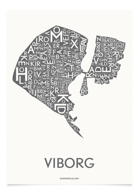 Kortkartellet - Viborg Plakat 40 x 55 cm - Koksgrå