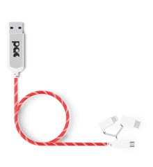 PAC - Laddkabel 3in1 Röd LED Belyst Kabel ( 1m )