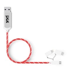 Poweraware PAC - Charging Cable 3in1 1m Red LED Illuminated Cable