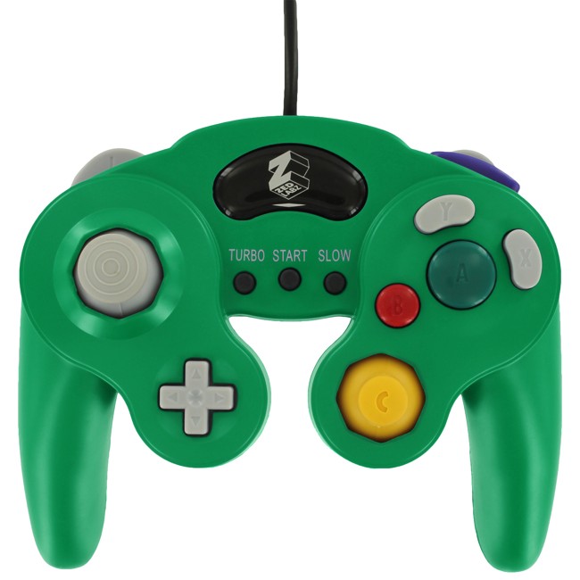 ZedLabz wired vibration gamepad controller for Nintendo GameCube GC with turbo function - green
