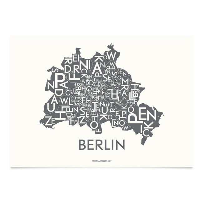 Kortkartellet - Berlin Plakat 50 x 70 cm - Koksgrå
