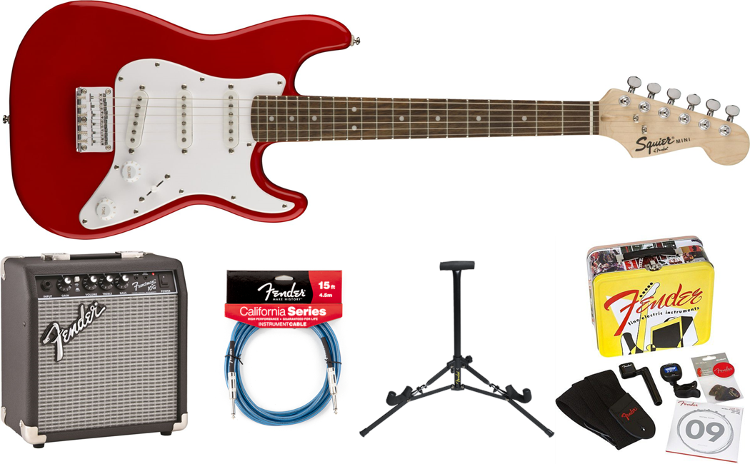 Squier By Fender - Mini Stratocaster V2 -Elektrisk Guitar Start Pakke 2 (Torino Red)