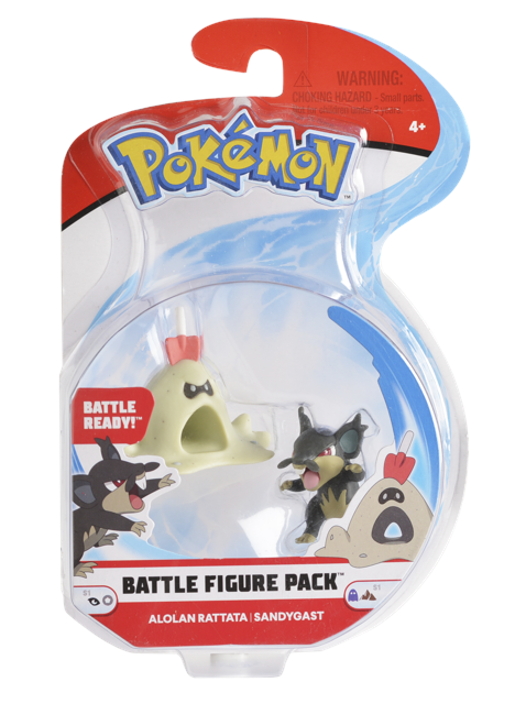 Pokemon - Figur Battle Pakke - 5 cm - Alolan Rattata & Sandygast