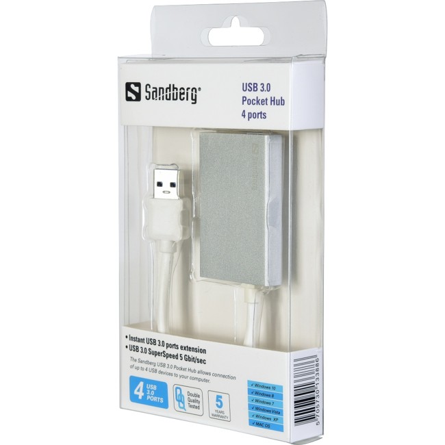 Sandberg USB 3.0 Pocket Hub 4 ports (133-88)