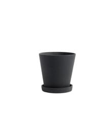 HAY - Flowerpot with saucer Medium - Black