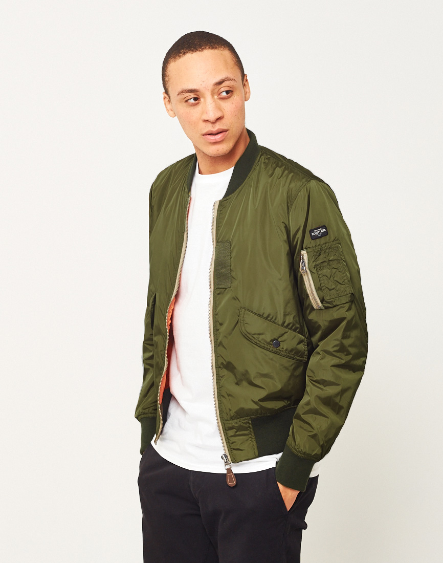 schott bomber jacket green