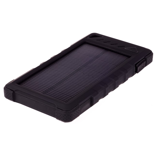 GreyLime Power Solar, 8000 mAh powerbank, 1,2W solcelle oplader, Sort