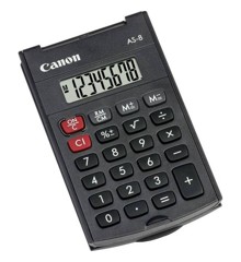 Canon - Simple Hand Held Pocket Calculator With Durable Flip Cover - Black (AS-8)