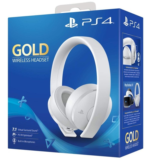 PS4 Official Sony Gold Wireless Headset - White Edition