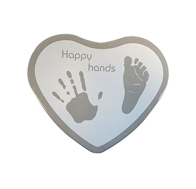 Happy Hands Hand & Footprint Tin Silver Grey Baby Keepsake