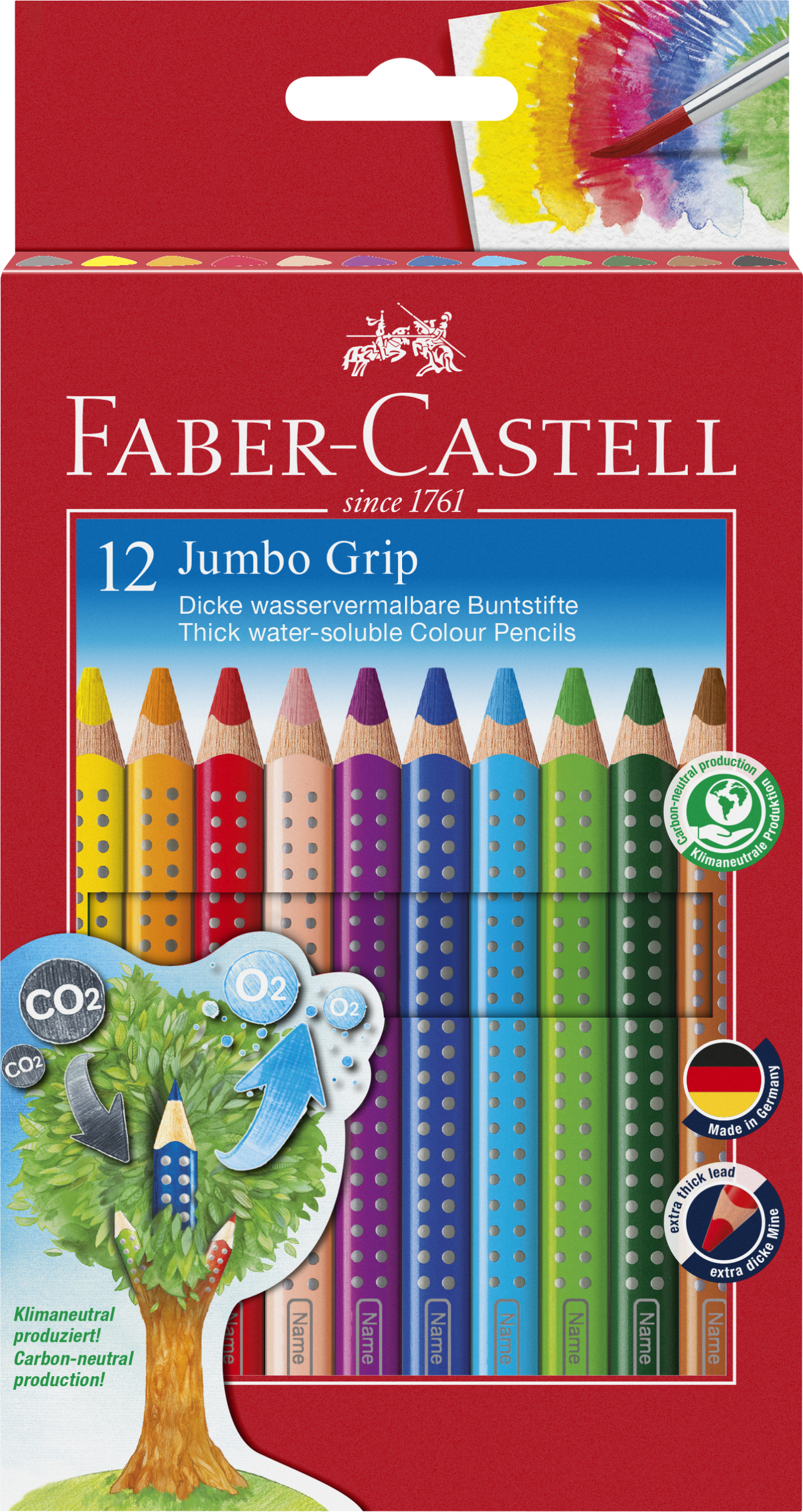 Kritik Eksklusiv civile Køb Faber-Castell - Jumbo GRIP farveblyant æske med 12 stk (110912)
