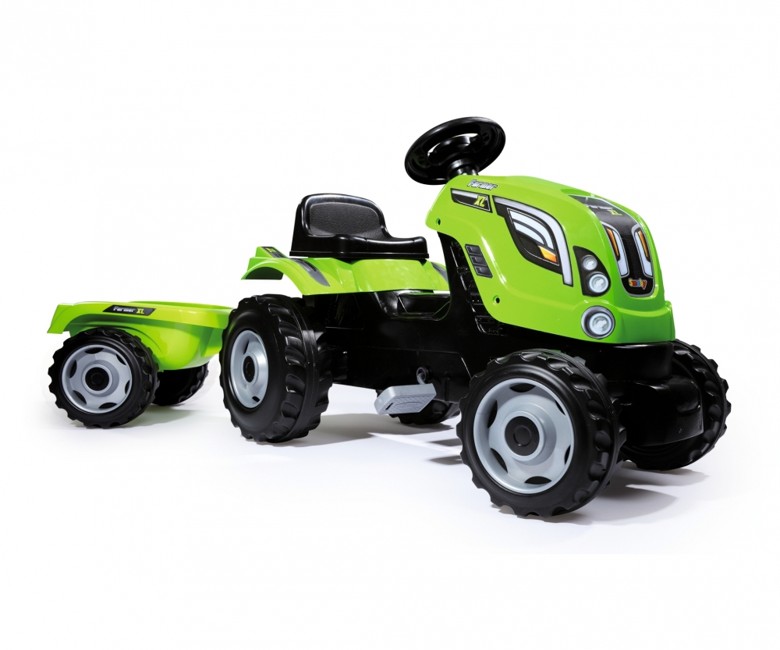 Smoby - Grøn Traktor med Vogn
