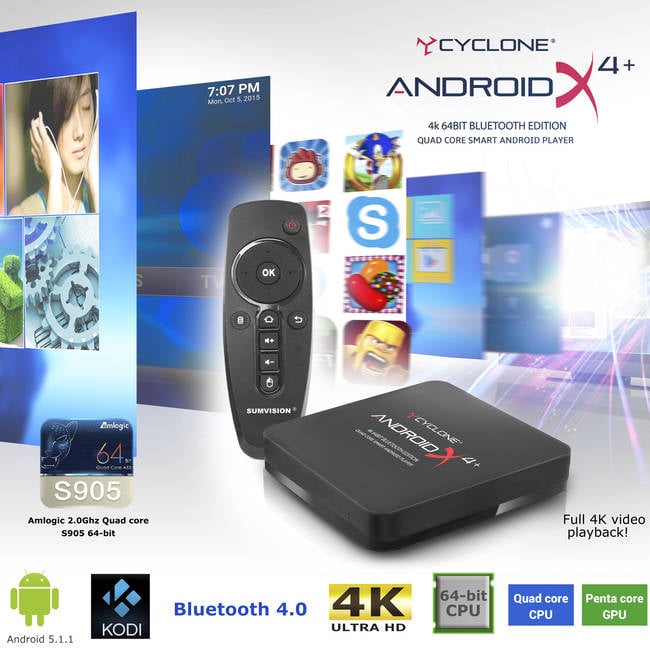 Køb Sumvision Cyclone Android X4+ Quad Core 4K 64BIT Multi Media Player ...