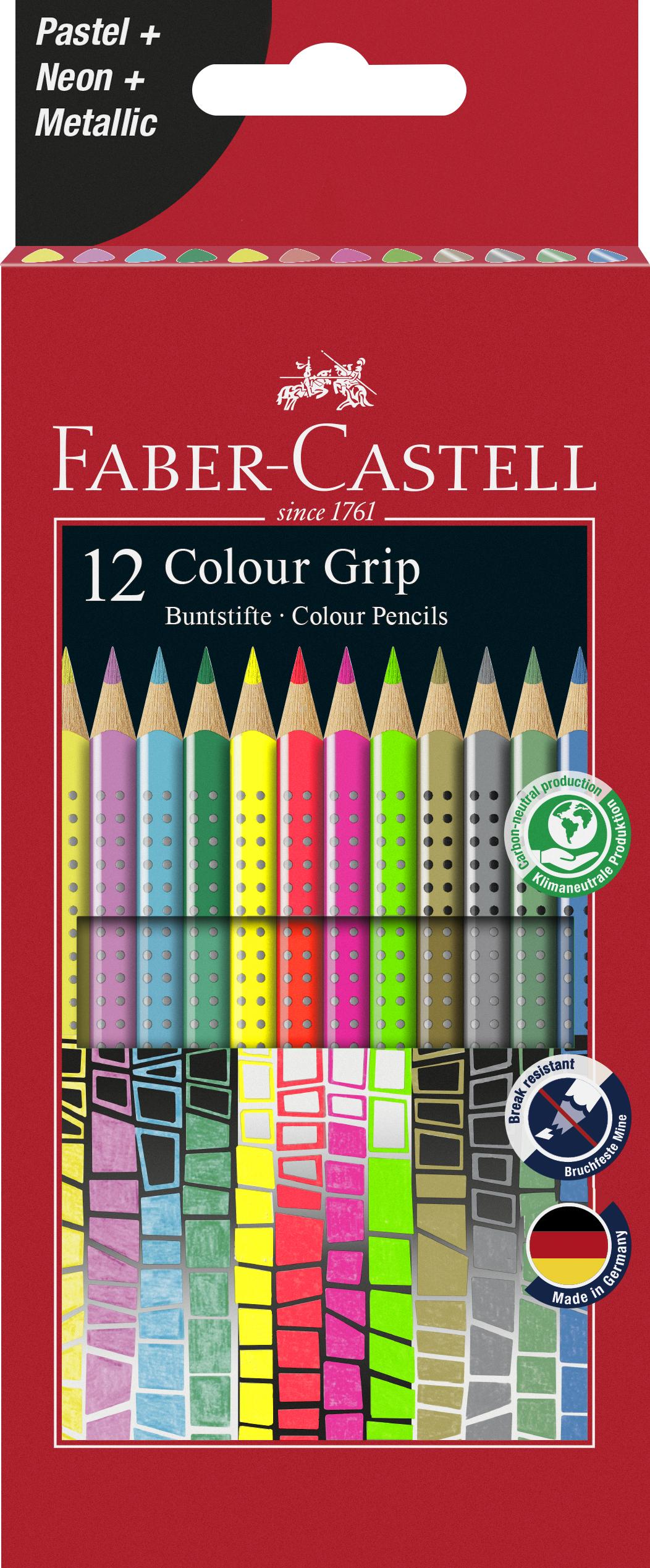 Faber-Castell - 12 Colour Pencil Colour Grip Special Pastel-Neon Box (201569)