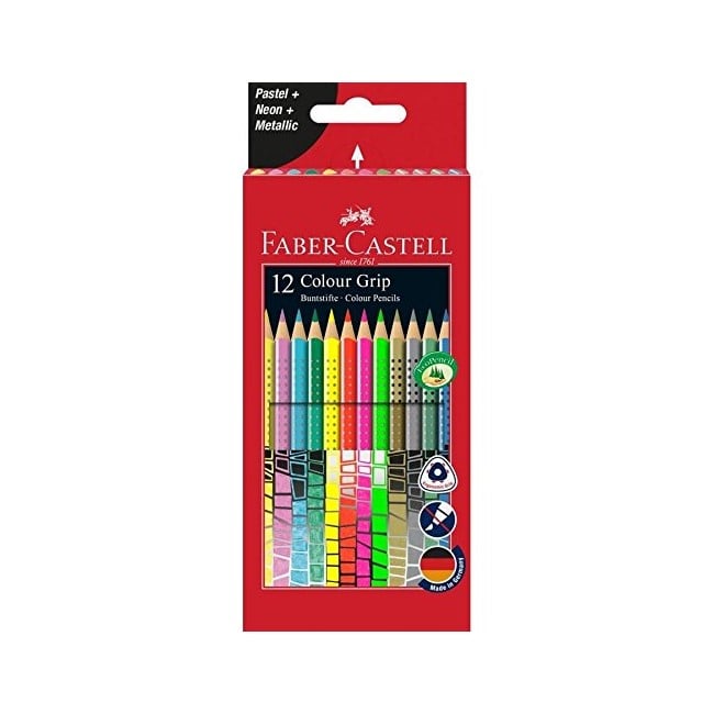 Faber-Castell - 12 Colour Pencil Colour Grip Special Pastel-Neon Box (201569)