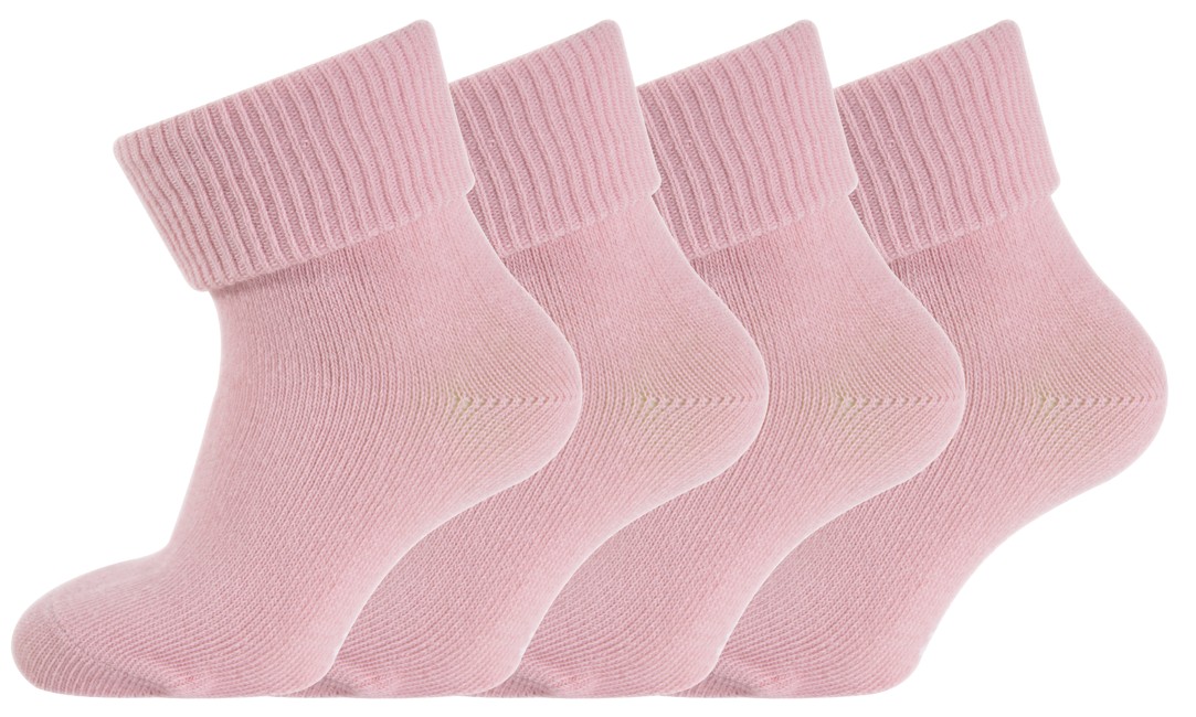 Melton - Baby Sokker Ensfarvet - 4-pk - Rosa (600140-509)
