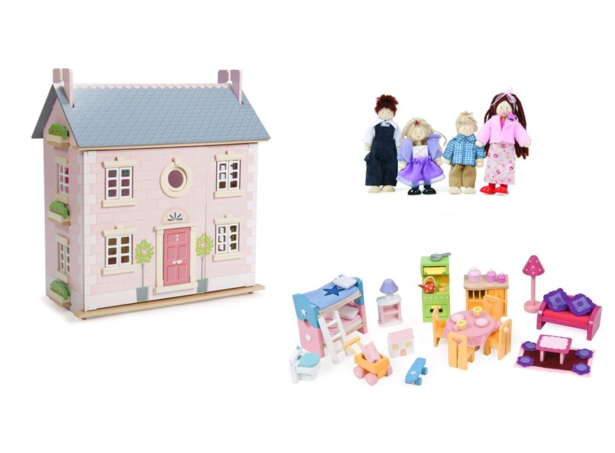 Le Toy Van - Bay Tree House - Dukkehus med Deluxe Dukkehusmøbel Sæt og Dukkefamilie