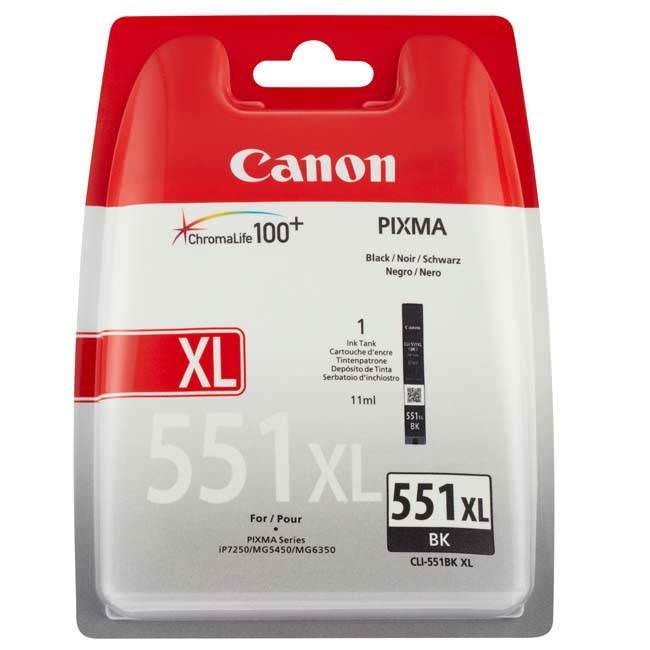 Original Canon CLI-551BKXL High Capacity Black Ink Cartridge (6443B001)