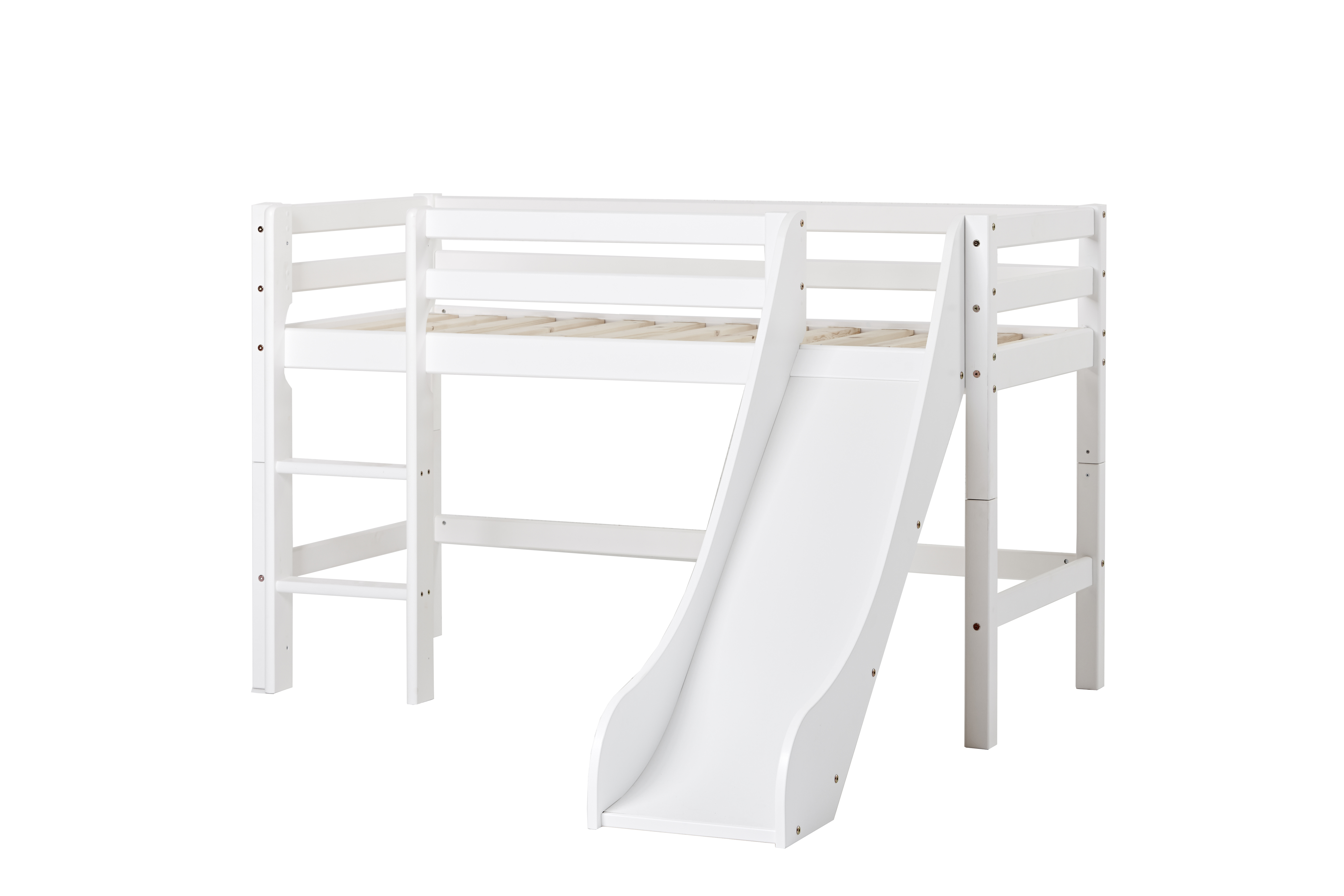 Hoppekids - BASIC Half-high bed with slide 70x160 cm - White