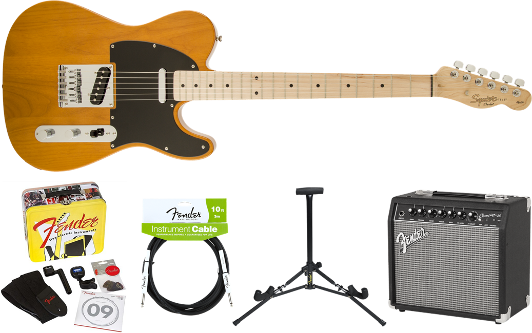 Squier By Fender - Affinity Telecaster - Elektrisk Guitar Start Pakke (Butterscotch Blonde)