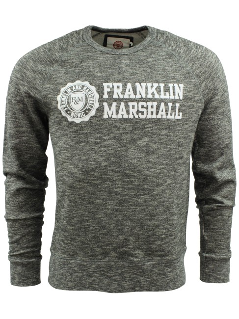 Franklin & Marshall 'Fleece Round' Sweat - Sort Mel