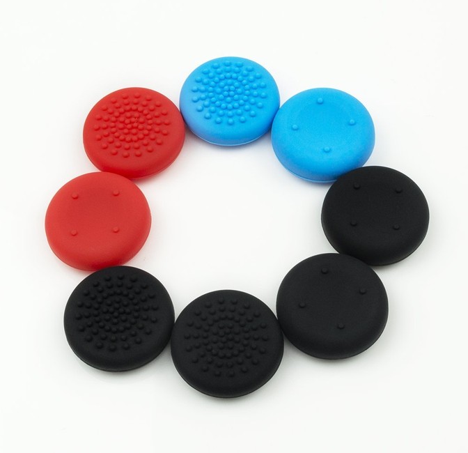 Precision Thumb Grips for Nintendo Switch (Pack of 8) – 4 Black, 2 Red, 2 Blue