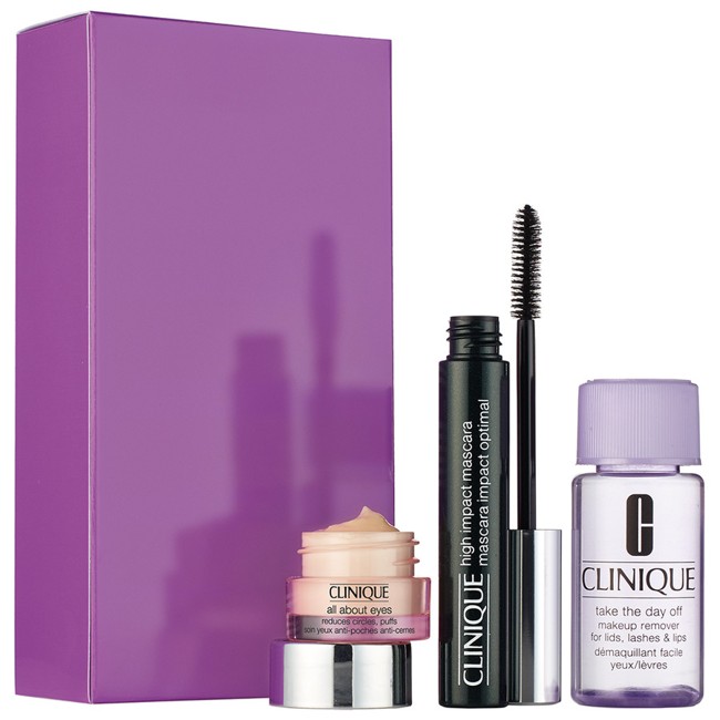 Clinique - High Impact Mascara Black + Take the day off 30 ml + All About eyes 5 ml - Gavesæt