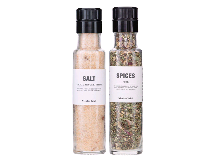 Nicolas Vahé - Salt Med Hvidløg & Rød Chili Peber + Krydderiblanding Til Svinekød