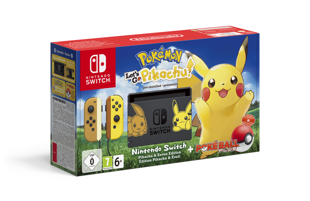Nintendo Switch Console with Joy-Con Let's Go, Pikachu Bundle