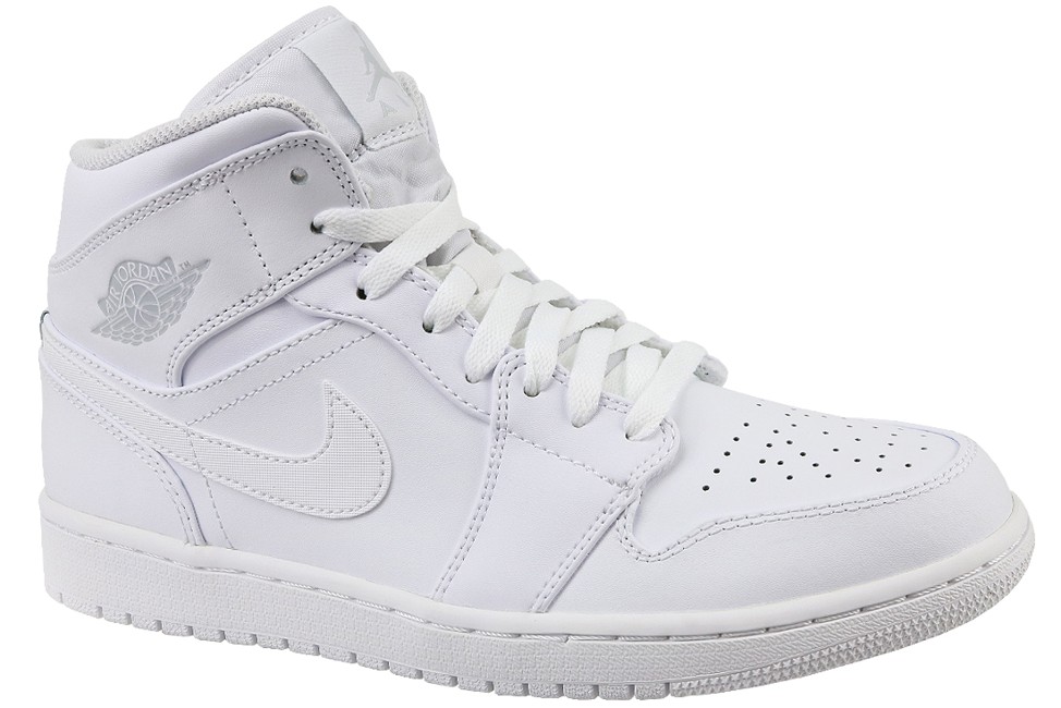 Air Jordan 1 Mid 554724-104, Mens, White, sneakers
