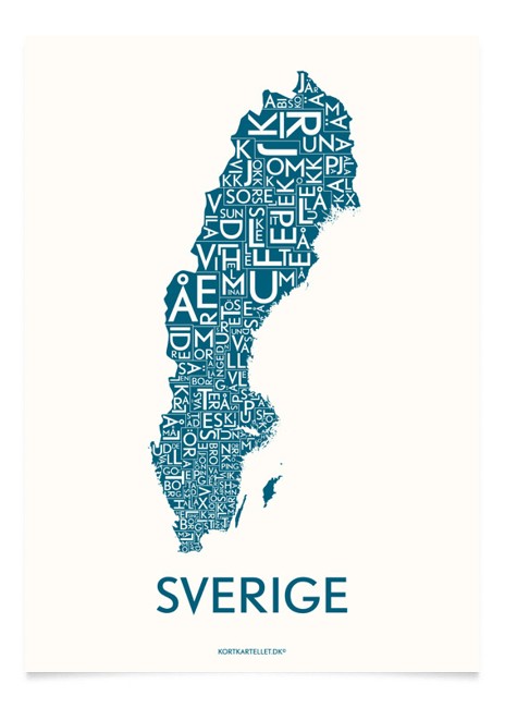 Kortkartellet - Sverige Plakat 50 x 70 cm - Petroleum