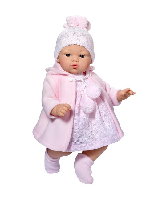 Asi dolls - Koke doll in grey and rose coat, 36 cm
