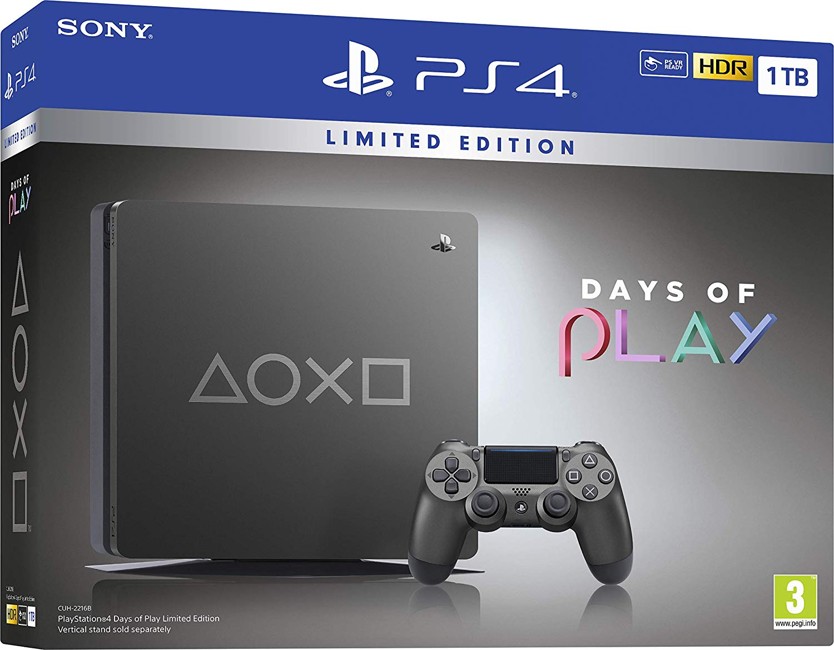 Days of Play Limited Edition Steel Black 1TB PS4