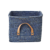 Rice - Small Square Raffia Basket with Leather Handles - Blue thumbnail-1
