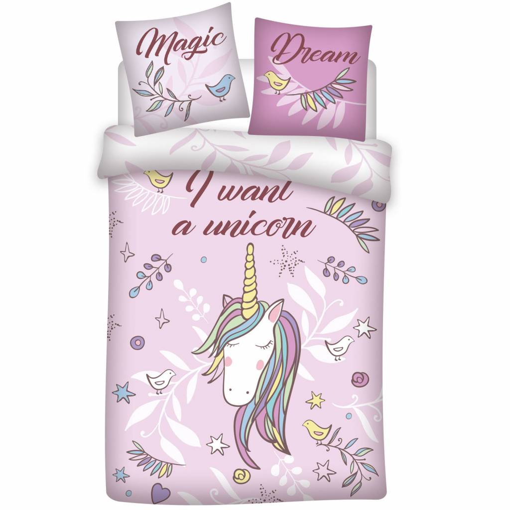 Buy Unicorn Magic Dream Duvet Cover Single 140 X 200 Cm Pink