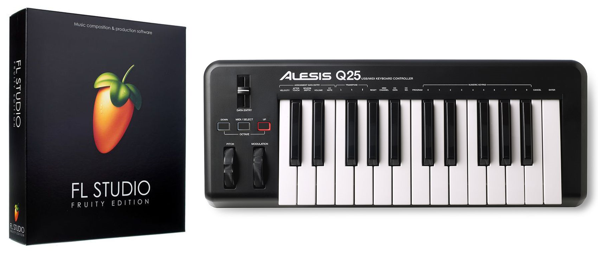 Osta Alesis - Q25 - USB MIDI Keyboard + FL Studio Fruity Edition