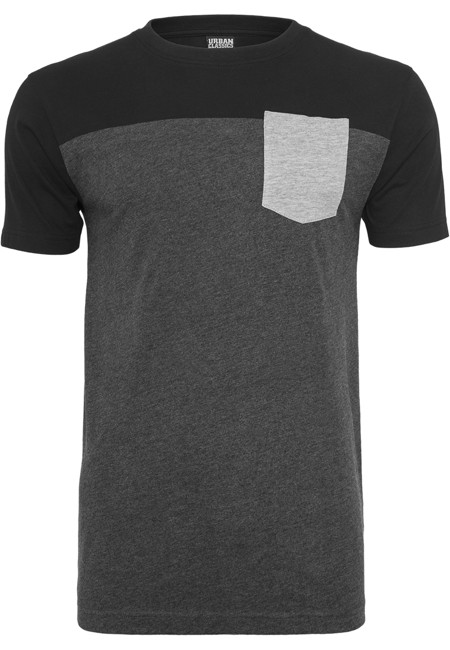 Urban Classics '3-Tone Pocket' T-shirt - Charcoal / Sort / Grå
