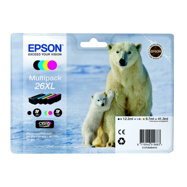 Epson C13T26364010 (26XL) Ink cartridge multi pack, 1x500,3x700,...