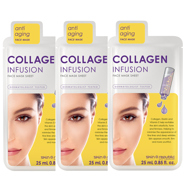 Skin Republic - 3x Collagen Infusion Face Sheet Mask