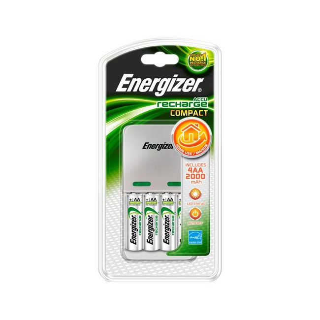Energizer - Lader Inkl. 4 Genopladelige AA Batterier