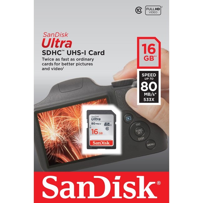 zzSandisk - SDHC Ultra 16GB 80MB/s UHS-I Class10