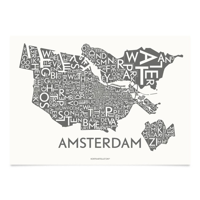 Kortkartellet - Amsterdam Plakat 50 x 70 cm - Koksgrå