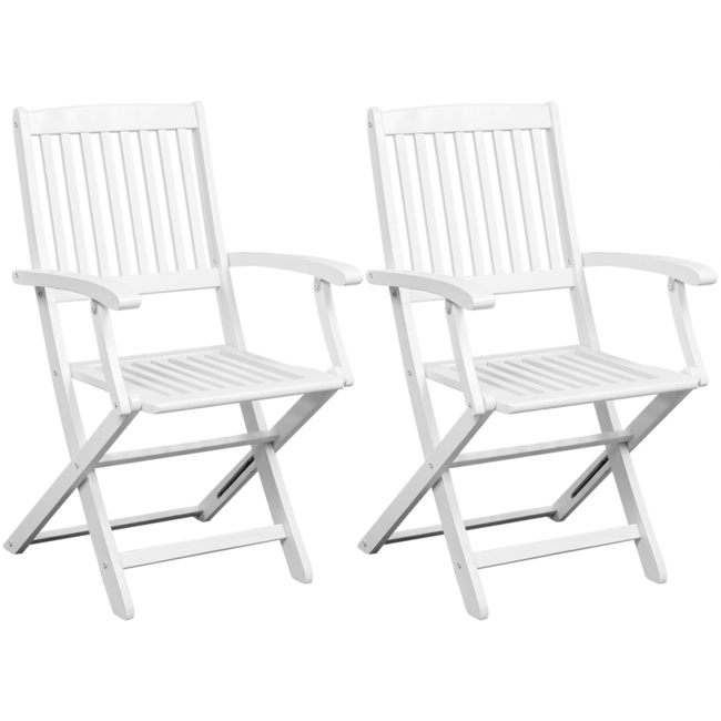 vidaXL Foldbare spisebordsstole 2 stk., hvidt akacietræ