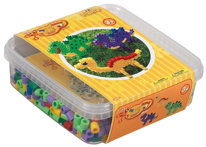 HAMA Beads - Maxi - 600 beads and 1 pegboard in box -Yellow (8742)